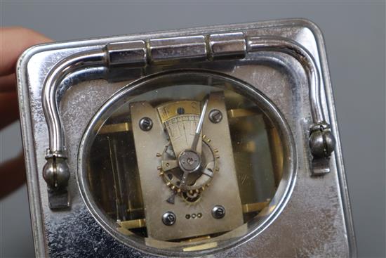 A French silvered brass carriage clock